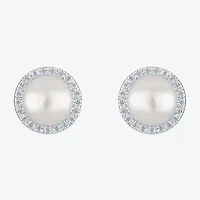 White Cultured Freshwater Pearl Sterling Silver Stud Earrings