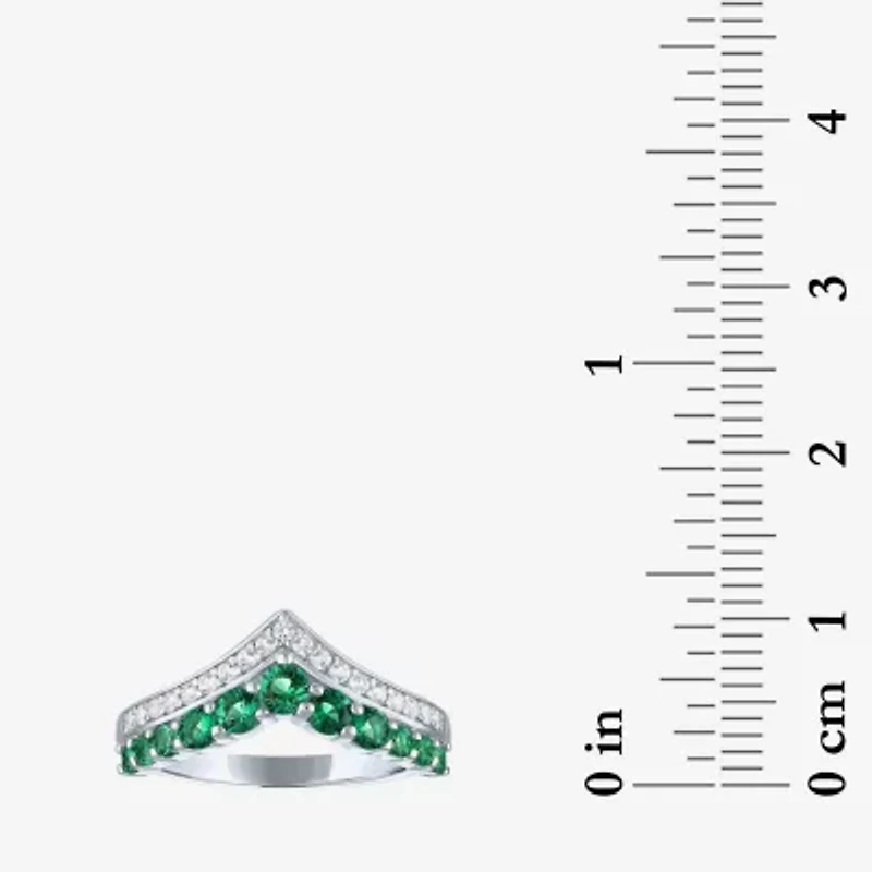 Womens Lab Created Green Emerald Sterling Silver Band