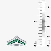 Womens Lab Created Green Emerald Sterling Silver Band