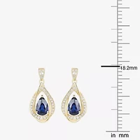 Womens Lab Created Blue Sapphire 14K Gold Over Silver Drop Earrings
