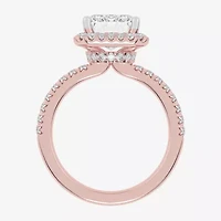 G-H / Vs2-Si1) Womens 3 1/2 CT. T.W Lab Grown White Diamond 14K Gold Side Stone Halo Engagement Ring