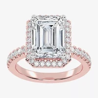 G-H / Vs2-Si1) Womens 3 1/2 CT. T.W Lab Grown White Diamond 14K Gold Side Stone Halo Engagement Ring