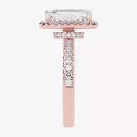 G-H / Vs2-Si1) Womens 3 1/2 CT. T.W Lab Grown White Diamond 14K Gold Side Stone Halo Engagement Ring