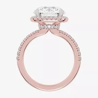 G-H / Vs2-Si1) Womens 3 1/2 CT. T.W Lab Grown White Diamond 14K Gold Side Stone Halo Engagement Ring