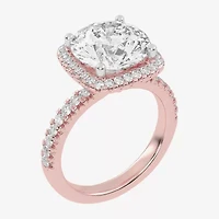 G-H / Vs2-Si1) Womens 3 1/2 CT. T.W Lab Grown White Diamond 14K Gold Side Stone Halo Engagement Ring