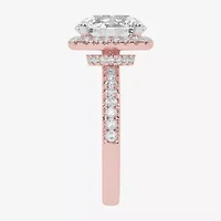 G-H / Vs2-Si1) Womens 3 1/2 CT. T.W Lab Grown White Diamond 14K Gold Side Stone Halo Engagement Ring