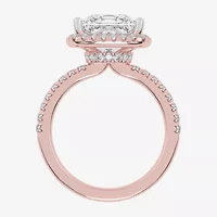G-H / Vs2-Si1) Womens 3 1/2 CT. T.W Lab Grown White Diamond 14K Gold Side Stone Halo Engagement Ring