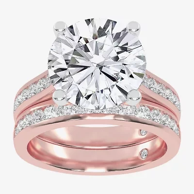 G-H / Vs2-Si1) Womens 4 CT. T.W. Lab Grown White Diamond 14K Gold Side Stone Bridal Set