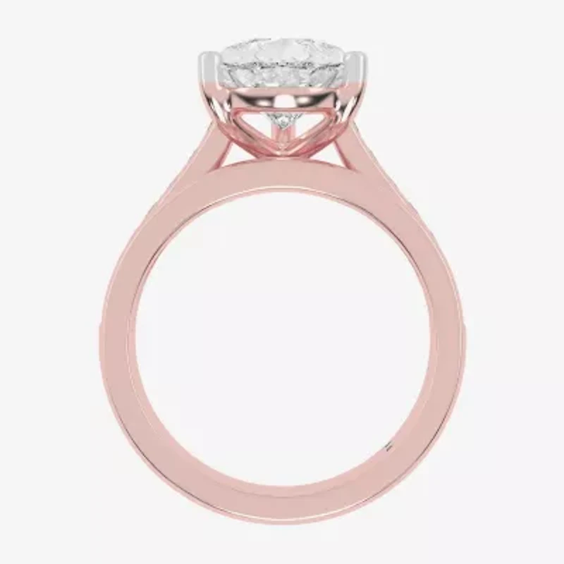 (G-H / Vs2-Si1) Womens 5 CT. T.W. Lab Grown White Diamond 14K Gold Pear Side Stone Bridal Set