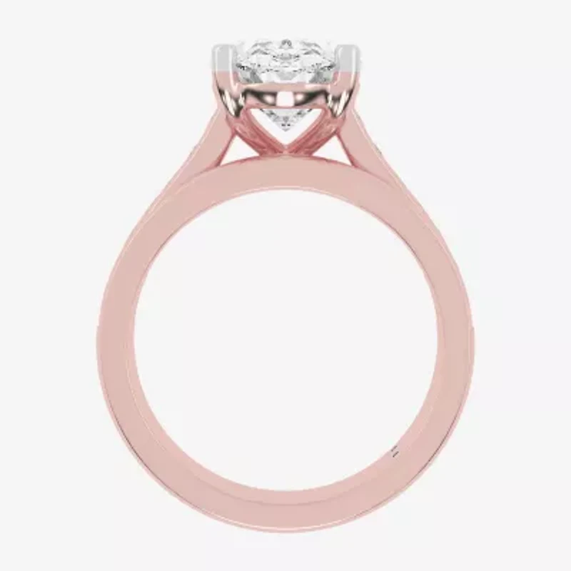 (G-H / Vs2-Si1) Womens 5 CT. T.W. Lab Grown White Diamond 14K Gold Oval Side Stone Bridal Set