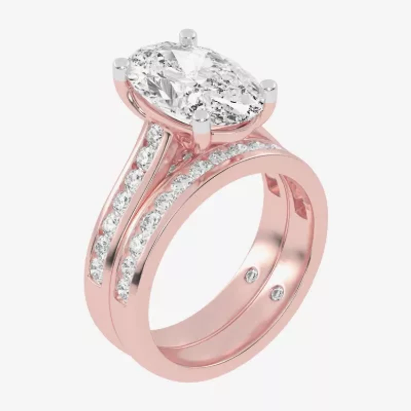 (G-H / Vs2-Si1) Womens 6 CT. T.W. Lab Grown White Diamond 14K Gold Side Stone Bridal Set