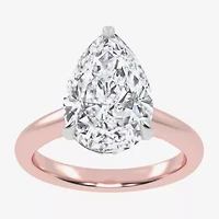 (G-H / Vs2-Si1) Womens 3 1/4 CT. T.W. Lab Grown White Diamond 14K Rose Gold Pear Solitaire Engagement Ring