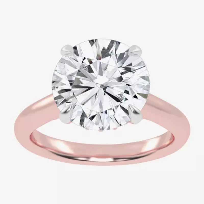 G-H / Vs2-Si1) Womens 1/ CT. T.W. Lab Grown White Diamond 14K Rose Gold Round Solitaire Engagement Ring