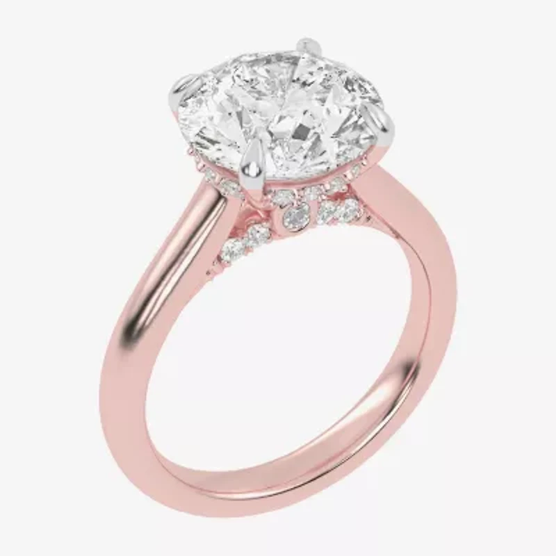 G-H / Vs2-Si1) Womens 1/ CT. T.W. Lab Grown White Diamond 14K Rose Gold Round Solitaire Engagement Ring