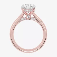 G-H / Vs2-Si1) Womens 1/ CT. T.W. Lab Grown White Diamond 14K Rose Gold Oval Solitaire Engagement Ring