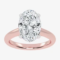 G-H / Vs2-Si1) Womens 1/ CT. T.W. Lab Grown White Diamond 14K Rose Gold Oval Solitaire Engagement Ring