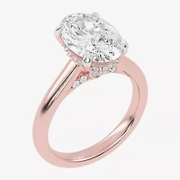 G-H / Vs2-Si1) Womens 1/ CT. T.W. Lab Grown White Diamond 14K Rose Gold Oval Solitaire Engagement Ring