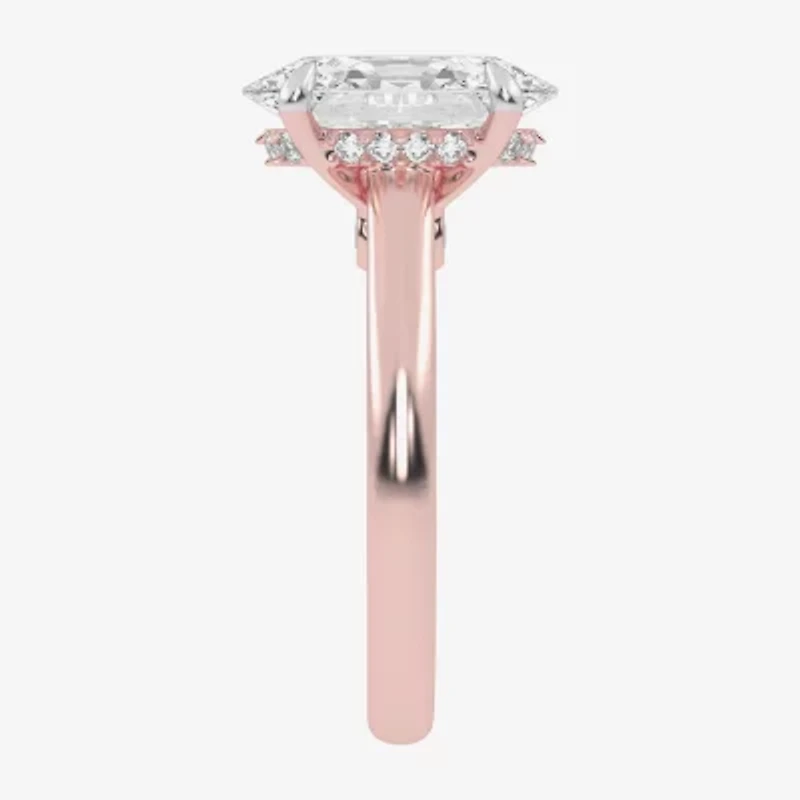 G-H / Vs2-Si1) Womens 1/ CT. T.W. Lab Grown White Diamond 14K Rose Gold Oval Solitaire Engagement Ring