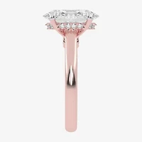G-H / Vs2-Si1) Womens 1/ CT. T.W. Lab Grown White Diamond 14K Rose Gold Oval Solitaire Engagement Ring