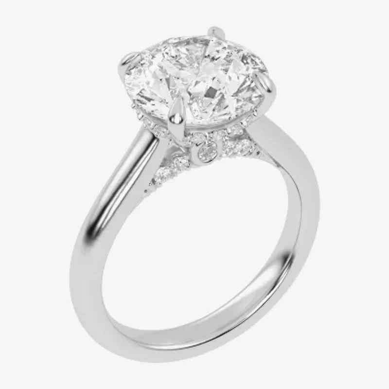 (G-H / Vs2-Si1) Womens 4 1/4 CT. T.W. Lab Grown White Diamond 14K Gold Round Solitaire Engagement Ring