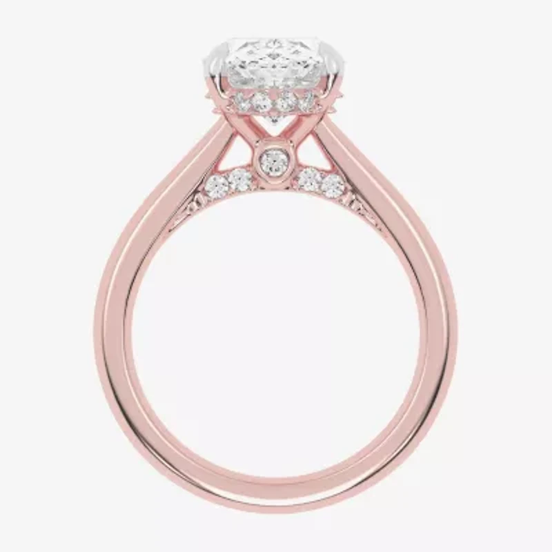(G-H / Vs2-Si1) Womens 5 1/3 Ct. T.W. Lab Grown White Diamond 14K Rose Gold Oval Solitaire Engagement Ring