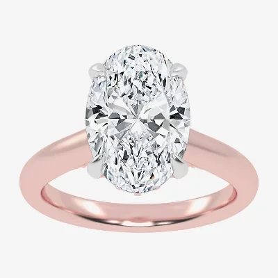 (G-H / Vs2-Si1) Womens 5 1/3 Ct. T.W. Lab Grown White Diamond 14K Rose Gold Oval Solitaire Engagement Ring