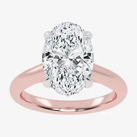(G-H / Vs2-Si1) Womens 5 1/3 Ct. T.W. Lab Grown White Diamond 14K Rose Gold Oval Solitaire Engagement Ring