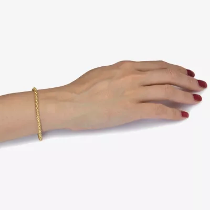Made in Italy Womens 14K Gold Over Silver 7.5 Inch Solid Chain Bracelet