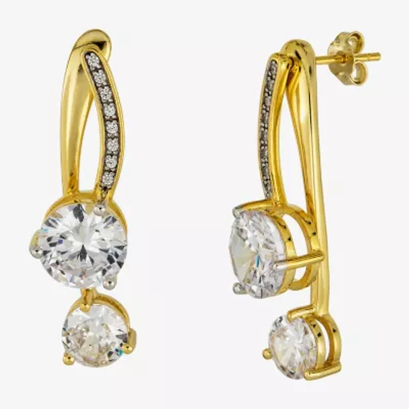Womens Cubic Zirconia Sterling Silver Drop Earrings