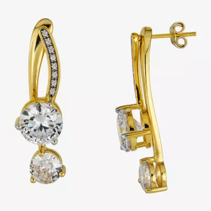 Womens Cubic Zirconia Sterling Silver Drop Earrings