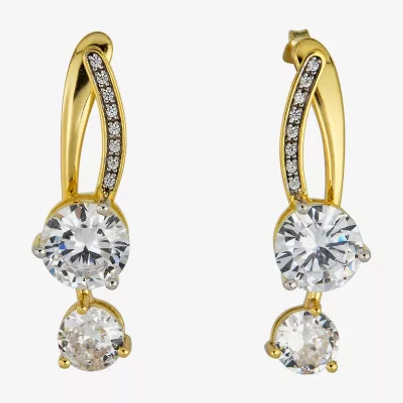Womens Cubic Zirconia Sterling Silver Drop Earrings
