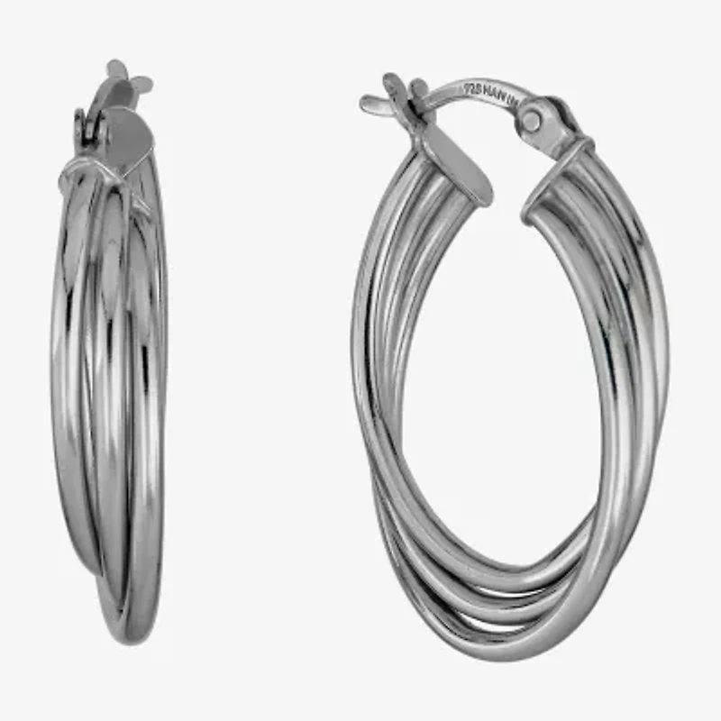 Womens Sterling Silver 26mm Hoop Earrings