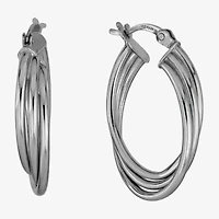 Womens Sterling Silver 26mm Hoop Earrings