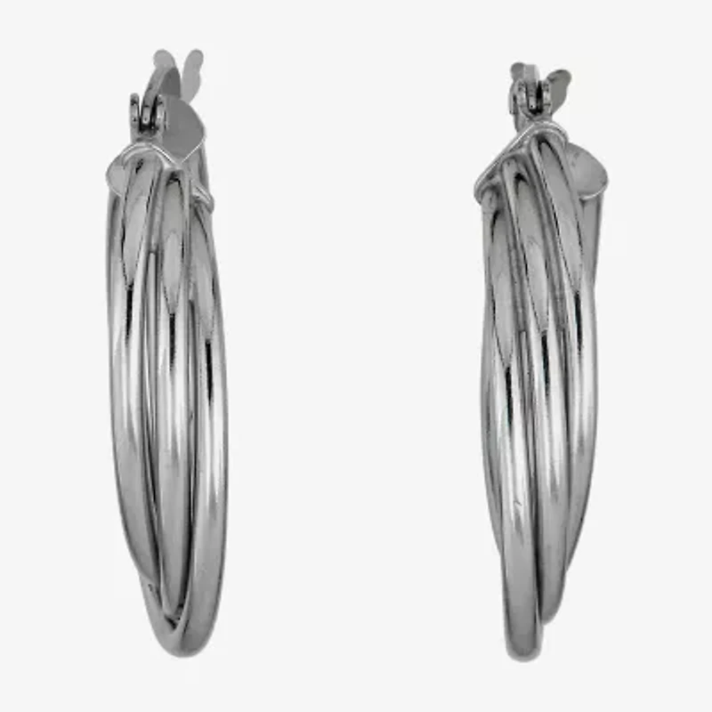Womens Sterling Silver 26mm Hoop Earrings