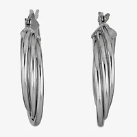 Womens Sterling Silver 26mm Hoop Earrings