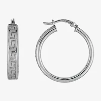 Womens Sterling Silver 25mm Hoop Earrings