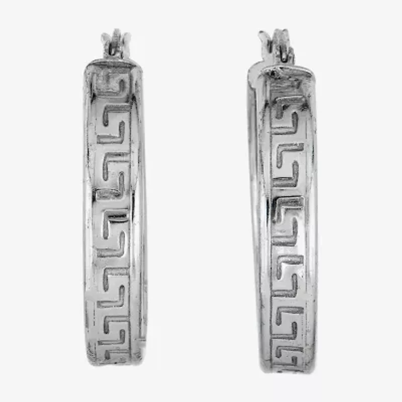 Womens Sterling Silver 25mm Hoop Earrings