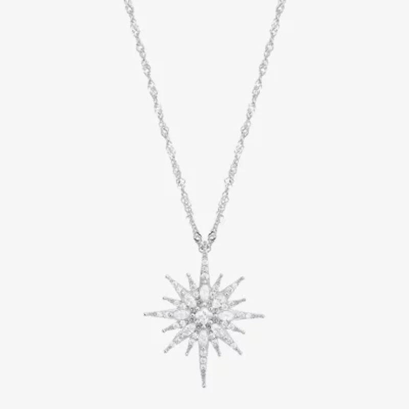 Diamonart Womens White Cubic Zirconia Sterling Silver Star 18 Inch Pendant Necklace