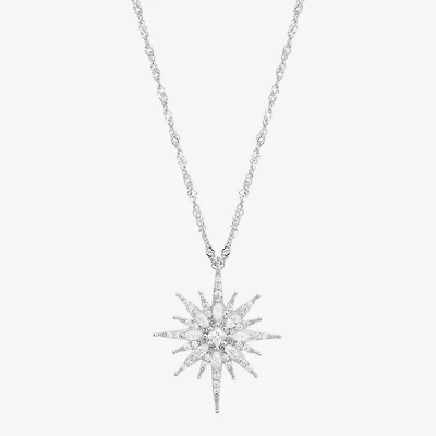 Diamonart Womens White Cubic Zirconia Sterling Silver Star 18 Inch Pendant Necklace