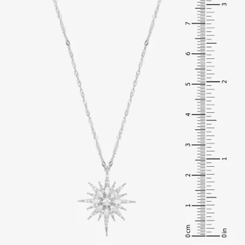 Diamonart Womens White Cubic Zirconia Sterling Silver Star 18 Inch Pendant Necklace