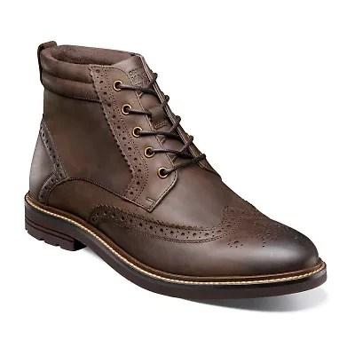 Nunn Bush Mens Odell Ii Wingtip Flat Heel Dress Boots