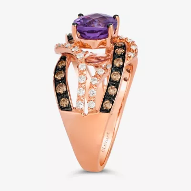Le Vian® Ring featuring 1 3/4 CT. Blueberry Tanzanite® 1/3 Chocolate Diamonds® 1/5 Nude Diamonds™ set 14K Strawberry Gold®