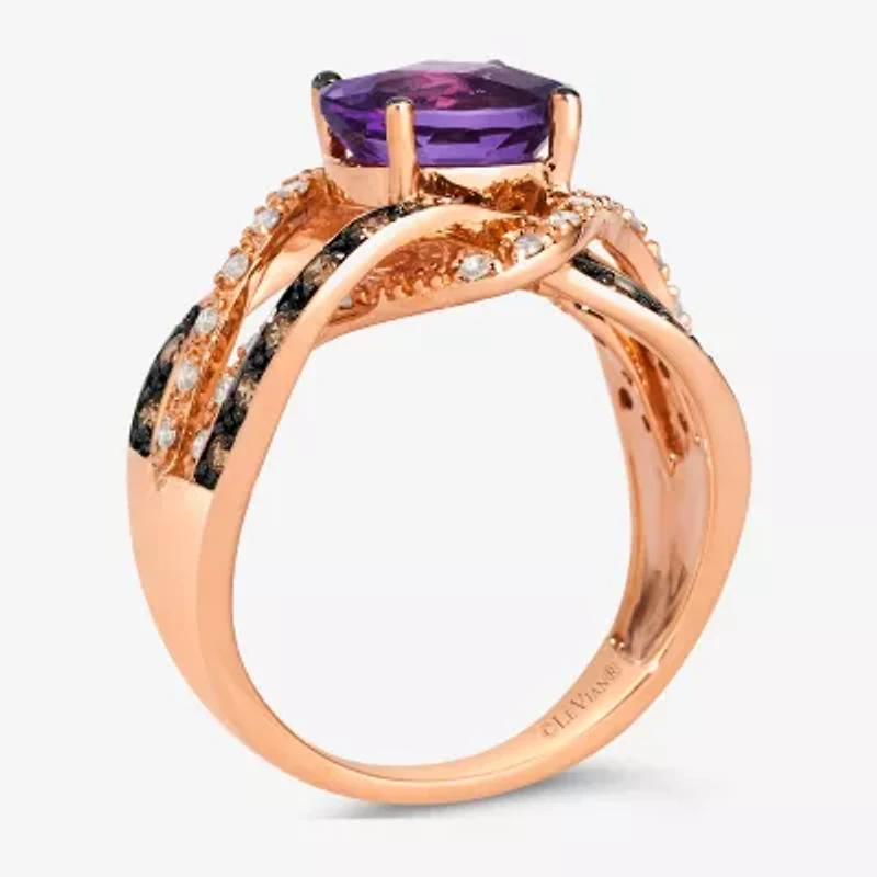 Le Vian® Ring featuring 1 3/4 CT. Blueberry Tanzanite® 1/3 Chocolate Diamonds® 1/5 Nude Diamonds™ set 14K Strawberry Gold®