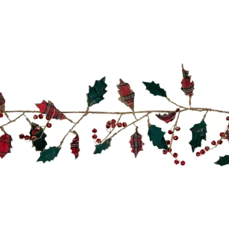 Northlight Plaid Holly With Jingle Bells Christmas Indoor Garland