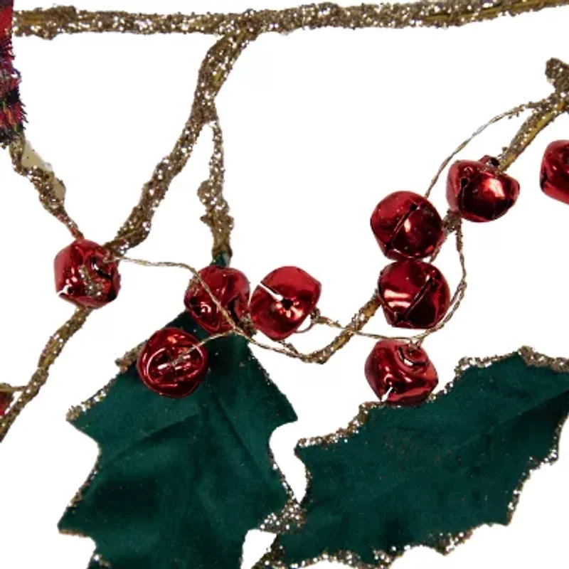 Northlight Plaid Holly With Jingle Bells Christmas Indoor Garland