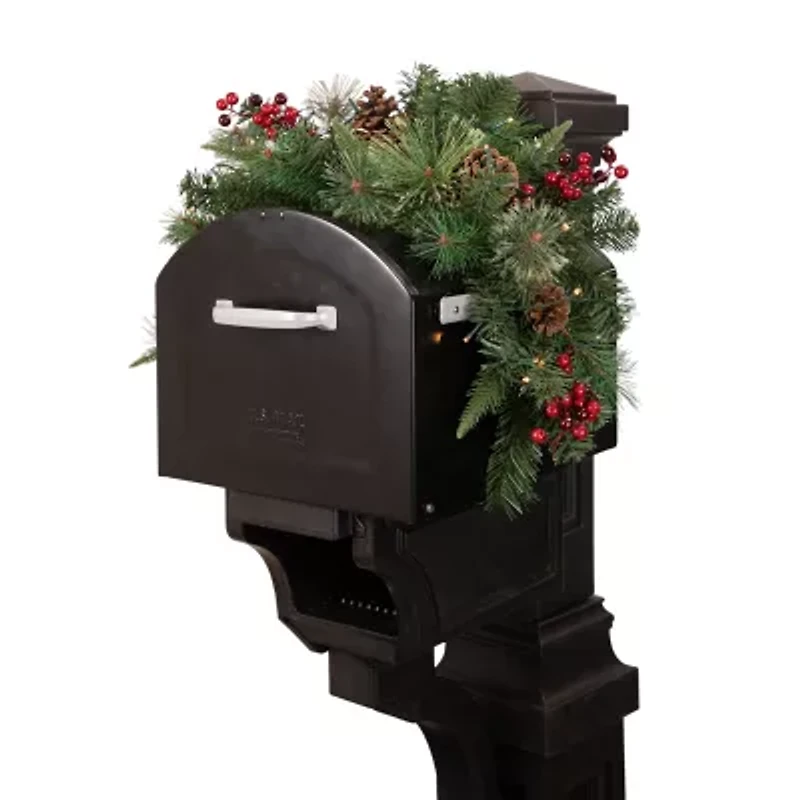 Northlight Pine Cone And Berries Mailbox Pre-Lit Swag