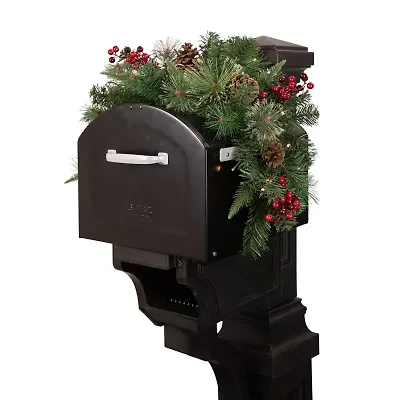 Northlight Pine Cone And Berries Mailbox Pre-Lit Swag