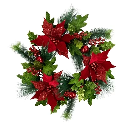 Northlight 24in Glittered   Unlit Wreath