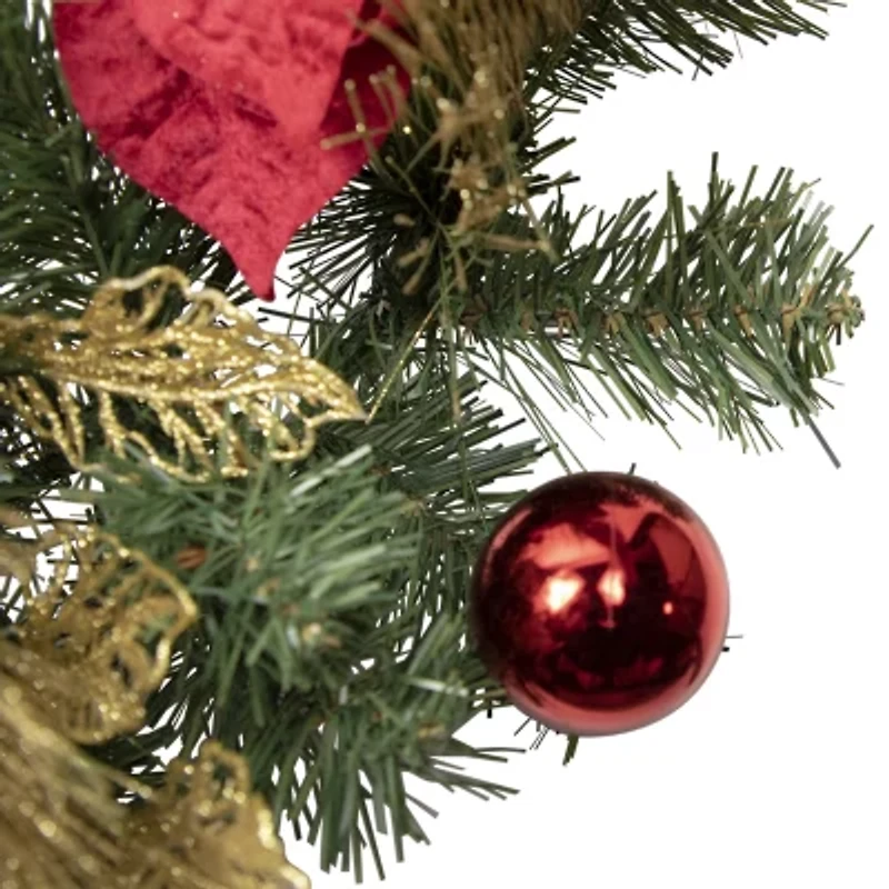 Northlight Poinsettias And Ball Wreath