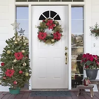 Northlight Poinsettias And Ball Wreath